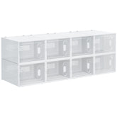8PCS Clear Shoe Box, Plastic Stackable Shoe Storage Box